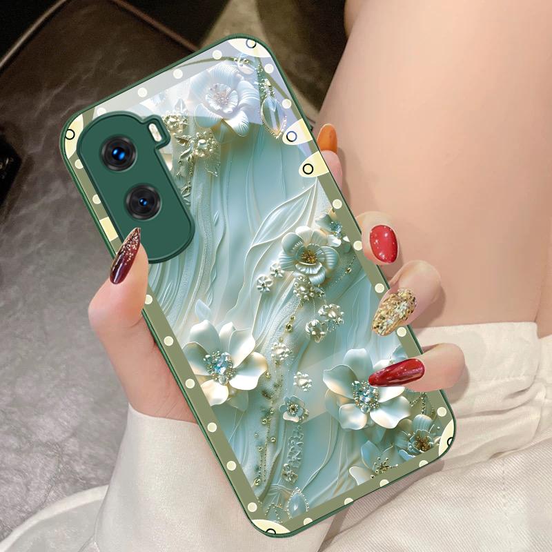 Pudełko Różowe Kwiaty Dla Honor 200 90 8X 9X Pro Lite P50 P40 Nova 10 11i P60 Magic4 6 Mate 20 50 Szkło Hartowane Etui na Telefon