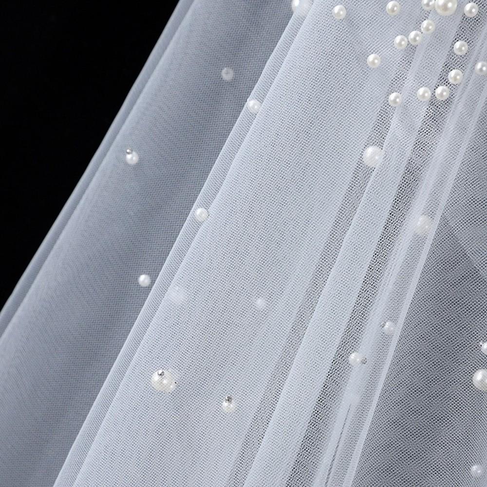 130cm Pearls Tulle Bridal Veil Vintage Wedding veil Elegant Waist Length Drop Veil  Wedding Dress