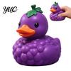 Desktop Stress Toys for Coworkers Grape Duck Squishy Toy, Slow Rebound Relief Squeeze Cute Fruit Desk Decorations Office Fidget Large Size Soft