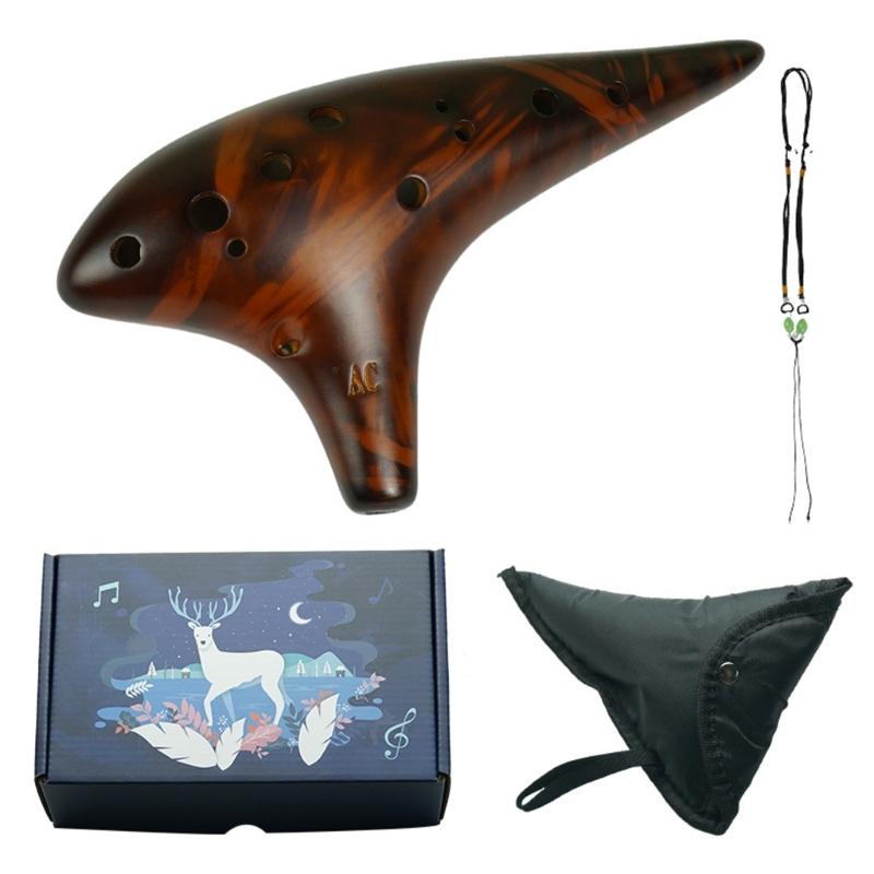 12 Hole Ceramic Ocarina Musical Device Smooth Surfaces Balanced Tone Output for Aspiring Musicians and Collectors