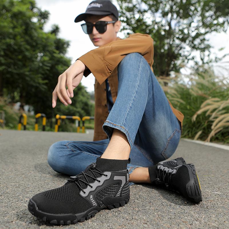 Outdoor Sneakers for Men Anti-slip Hiking Sports Shoes Breathable Mesh Ankle Boots Barefoot Climbing Shoes Wear-resistant Big Size 48