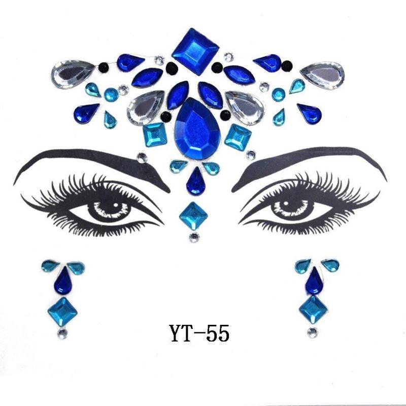 1PC Masquerade Shiny Face Decoration 3D Crystal Sticker Music Festival Trendy Shiny Acrylic Sticker Temporary Tattoo Sticker