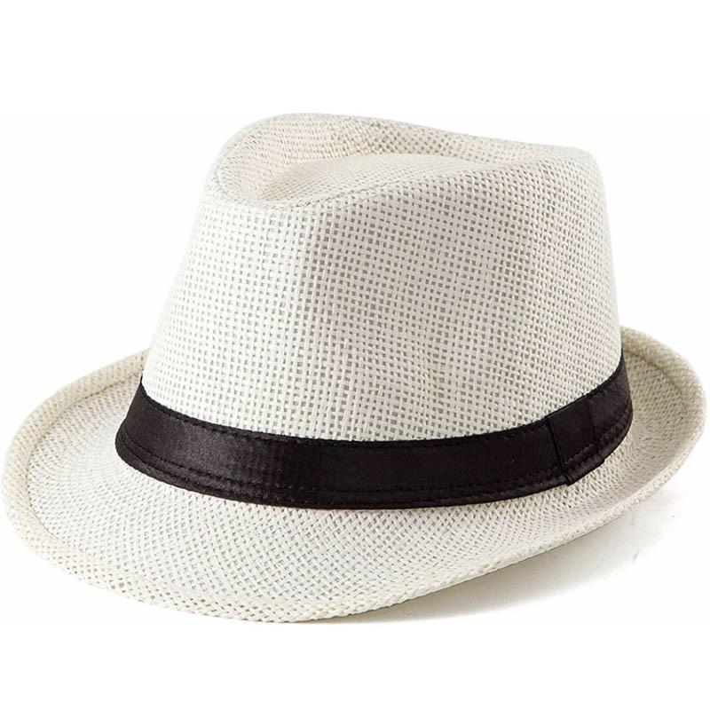 Vintage Curled Edge Gentleman Straw Hat Men's Ladies Outdoor Beach Sun Hat Summer Top Hat British Jazz Hat