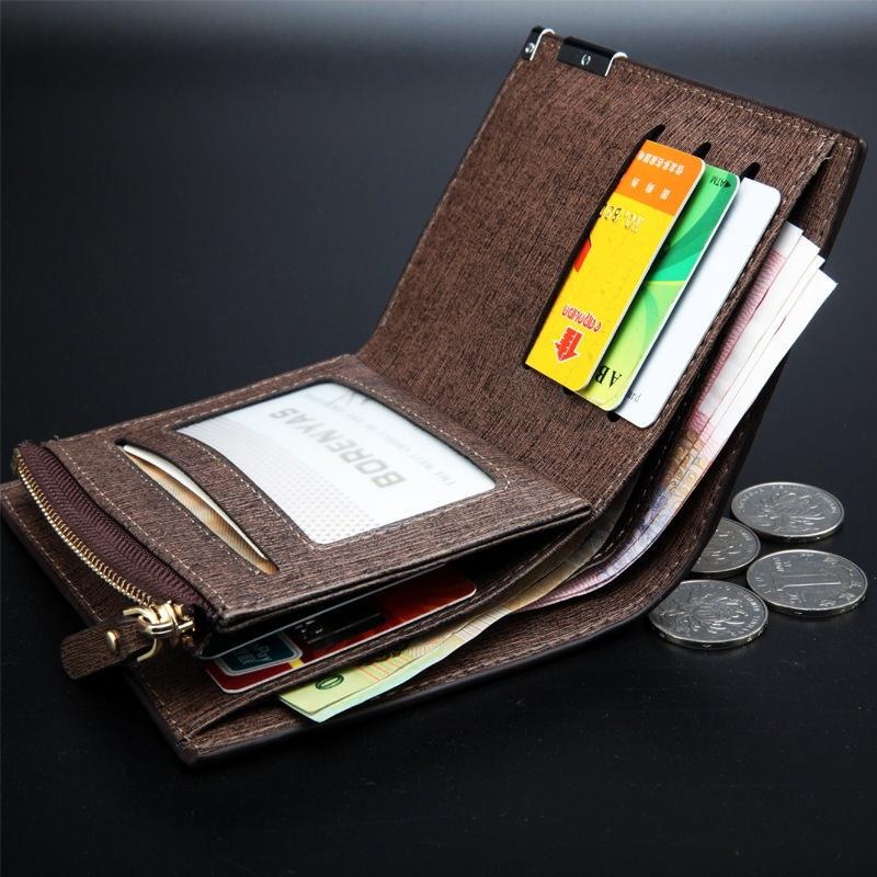 Mens Luxury Fashion Soft Quality Leather Wallet Credit Card Holder Purse Black with Zip
