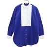 Long Sleeve Switching Cotton Shirt 36 Blue X White Women Used