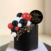 30 Stück Ball Kuchen Topper Stäbe Schaumstoffbälle Kuchenspieße Kuchen Dekorationen für Hochzeitsfeier Geburtstagstorte Dekoration Rot Schwarz Weiß
