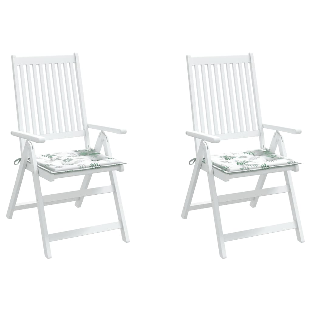 Seat Cushion Set 2 Pcs Leaf Pattern 50 X 50 X 4 Cm Fabric