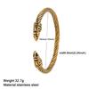 Meier Titanium steel bracelet - men's hip hop punk open bangle with fashionable single linked bead, striped, and double bird head design