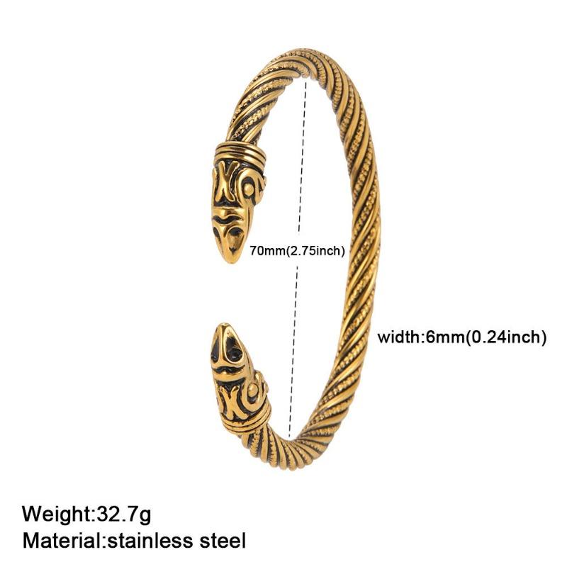 Meier Titanium steel bracelet - men's hip hop punk open bangle with fashionable single linked bead, striped, and double bird head design