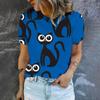 2025 New Summer Colorful Cat Cartoon Pattern Fallow Style Woman Clothing Oversized T-shirt Short Sleeve Comfortable Tops S-5XL