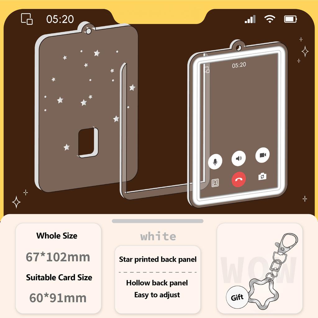 INS Style Video Call Background Po Card Sleeve K-Pop Idol Pocard Holder Protect Case Trendy Girl Card Case with Keychain