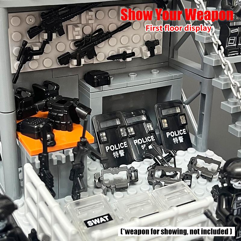 WW2 Military Arsenal Arms Display MOC Brick Scale Model DIY Assembly Scene Collection Kid Boy Learning Educational Block Toy Gift Present