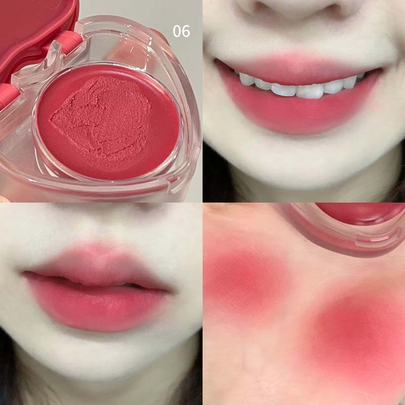 HERORANGE Lip and Cheek Dual-Purpose Lip Mud Lipstick Natural All-match Matte Monochrome Blush Cream with Brush