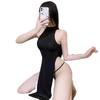 Sexy Underwear Pajamas Sexy Backless Cheongsam Open-file Temptation Nightdress Side Split Secretary Qn Supplies