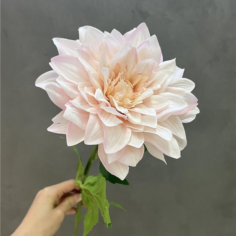 61CM Artificial Dahlia Flowers Green Leaves Simulation Dahlias Branch  Hotel Wedding Decoration