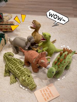 Realistic Dinosaur Plush Set Triratops  Tyrannosaurus Velociraptor Crocodile Stuffed Animal Educational Toy