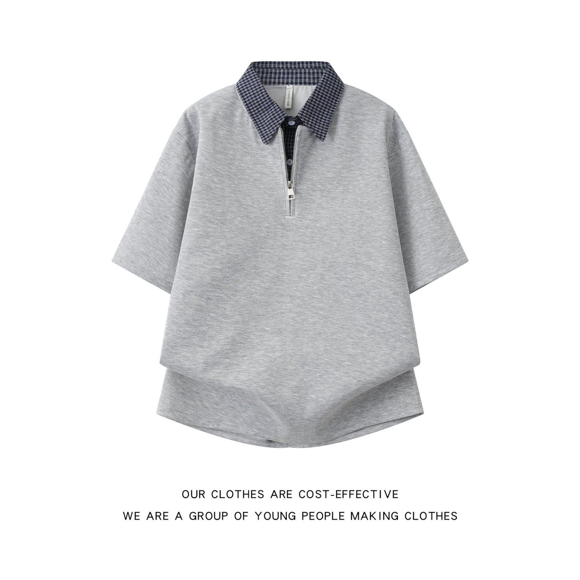 

2026 Summer Designer Short Sleeve Collared T-Shirt - Fashionable, Versatile, Loose Casual Style with a High-End Feel XL серый