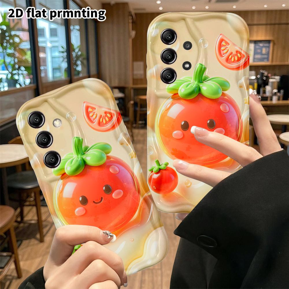 Phone Case: 2D flat design suitable for Samsung Galaxy A34 A35 M05 M06 S20 S22 S21 FE Plus 5G protective case, cute little tomato, perfect Christmas a
