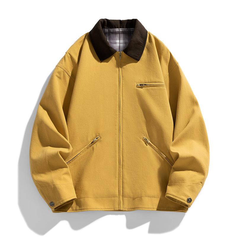 

Однотонная куртка для мужчин и женщин, весна и осень, новая повседневная куртка свободного покроя в стиле ретро, куртка для мужчин S