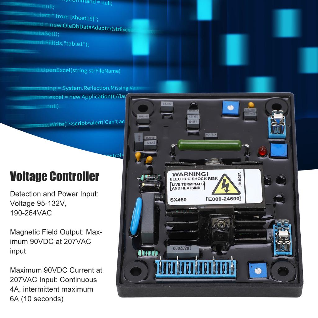 Voltage regulator for brushless generator with single phase automatic voltage regulator, 95-132V, 190-264VAC for easy installation and good workmanshi