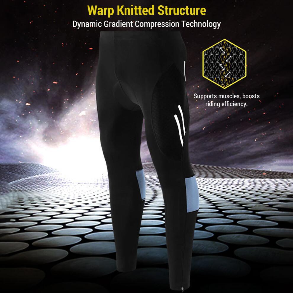 Riding Pants Men's Mountain Bike Pants with 3D Silicone Cushion Reflective Breathable Gradient Compression Riding Tights Cycling Pants M