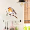 Watercolor Sparrow on Branch Window Stickers, Self-Adhesive Static Cling Decals for Bedroom Dorm Classroom Study Room Decoration