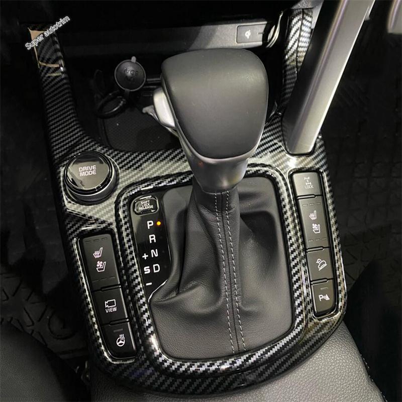 Window Lift / Water Cup Holder / Head Light Lamp / Gear Shift Panel Cover Trim For Kia Seltos - Carbon Fiber Accessories