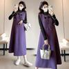 Spring 2026 Gentle Purple Plush Maternity Two-Piece Dress - Korean Style Slim Fit