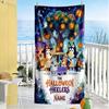 Halloween Soccer Fun Customize Text Beach Towel Super Soft & Absorbent Suitable for Swimming Gym Camping Yoga Vacation