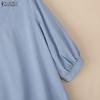ZANZEA Blouse Décontractée Femme Col V Couleur Unie Manches 3/4