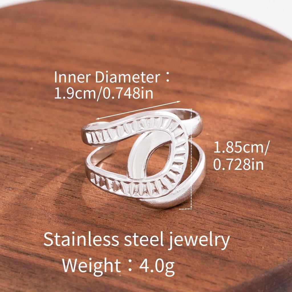 Stainless Steel Adjustable Open Ring - Colorfast Titanium Jewelry
