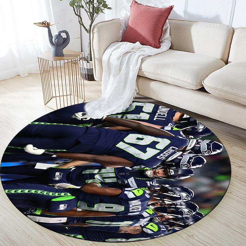 Seattle Seahawks Players pattern round rug,Carpet Rug for Living Room Bedroom Playroom ,Non-slip Floor Mat,Holiday Gifts and Birthday Gifts.