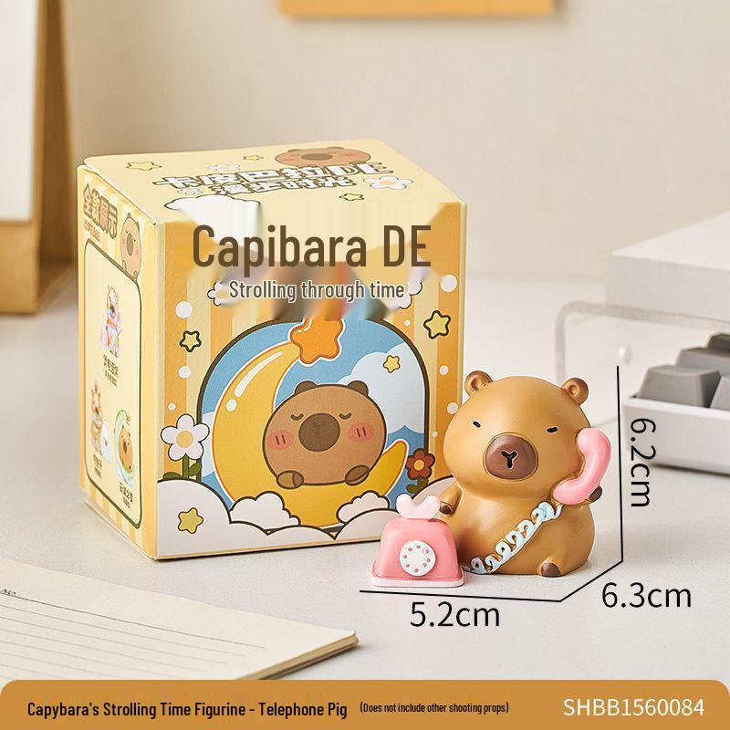 Capybara Stroll Time Blind Box Toy Figurine - Emotion Healing Desktop Ornament & Kids' Gift.