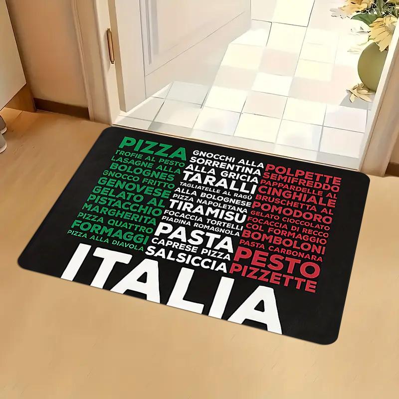Italy Flag Rectangular Area Rug, Patriotic Italian Tricolor Floor Mat, Non-Slip Washable Carpet for Living Room & Kitchen