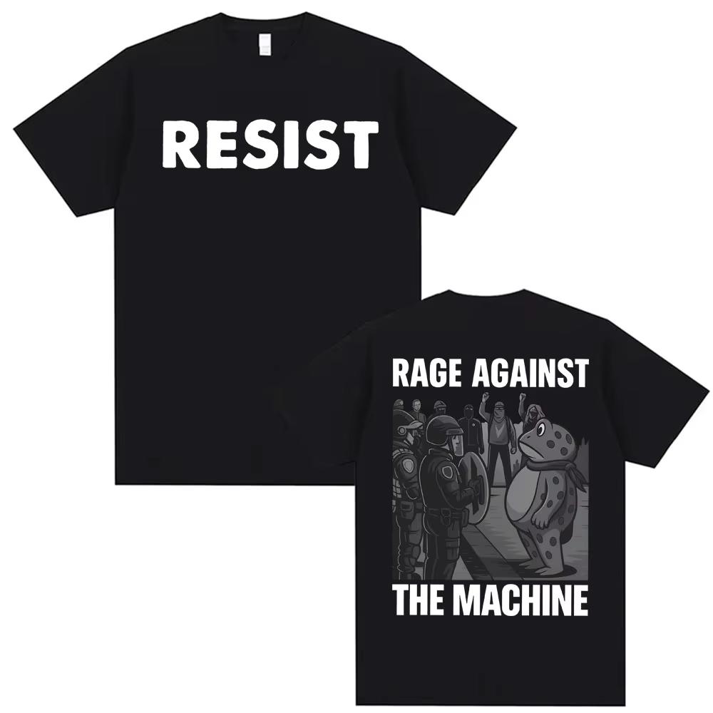 Funny Portland Frog Protest T Shirt Rage Against The Machine Graphic T Shirts Men Women Retro Male Cotton Oversized Tshirt Tops XL
