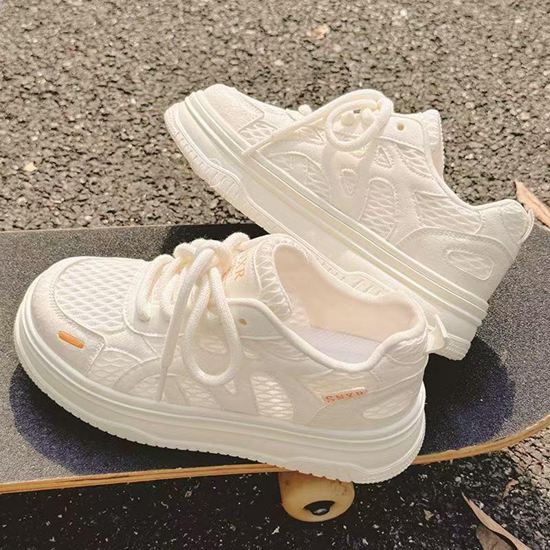 Summer Versatile Breathable Mesh White Shoes Children's New Shoes Thin Soles Inner Height Increase Casual Board Shoes