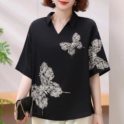 4XL-8XL Plus Size Elegant Blouses for Women Summer Oversize Tops Woman Casual Short Sleeve Shirts