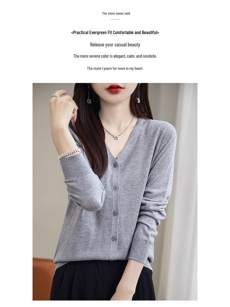 Women's 2025 V-Neck Knitted Cardigan & Sweater Set, Spring/Autumn Style, Short and Lightweight.