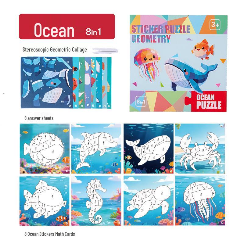 Kids' 3D Geometric Sticker Puzzle: Creative DIY Craft & Painting Toy for Kindergarten