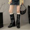 Vintage Thick Heel Women Trouser Legs Boots Fashion Ladies Round Toe Knight Long Booties Botas De Inverno Feminina