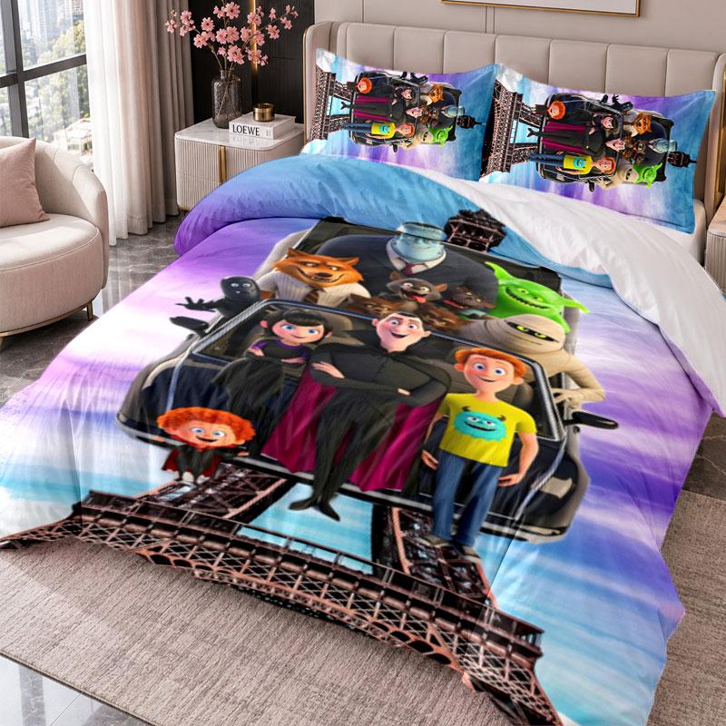 Set Biancheria da Letto 3 Pezzi Hotel Transylvania Copripiumino con Due Federe per Camera da Letto Decorazione Casa