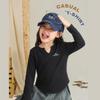 Girls' V-Neck Ribbed Long Sleeve Slim Fit T-Shirt