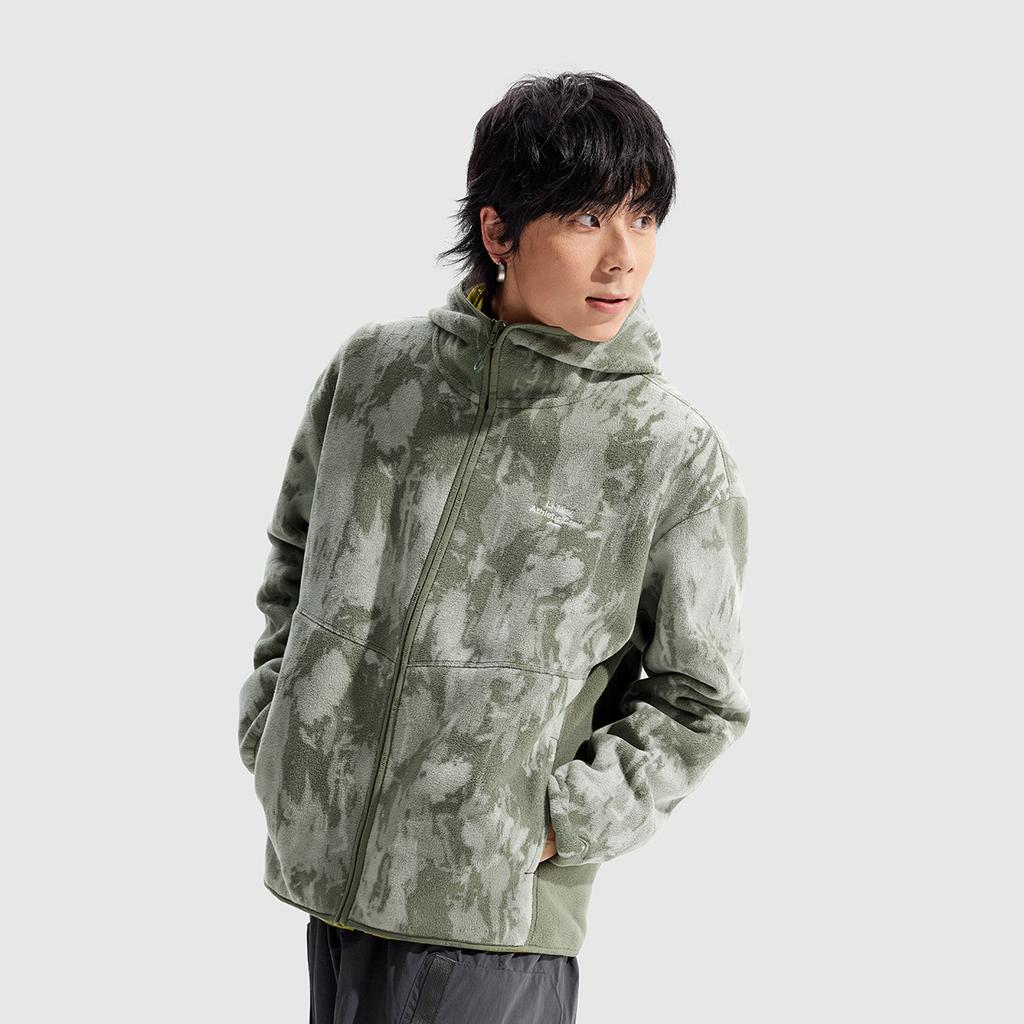 Li-Ning Fitness Series Infrared Warmth Anti-Static Outdoor Cycling Climbing Fitness Zip-Up Hooded Jacket Men Jackets Dark-Green AFDU963-7