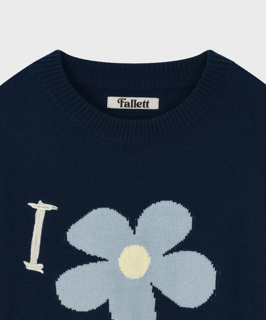 FALLETT Drawing Flower Knit Navy