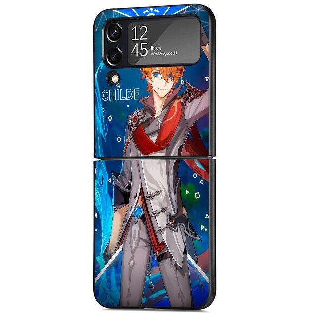 Genshin Impact Game Case für Samsung Galaxy Z Flip 4 Z Flip 3 5G ZFlip3 ZFlip Flip3 ZFlip4 zflip Schutztasche Schwarze Abdeckung