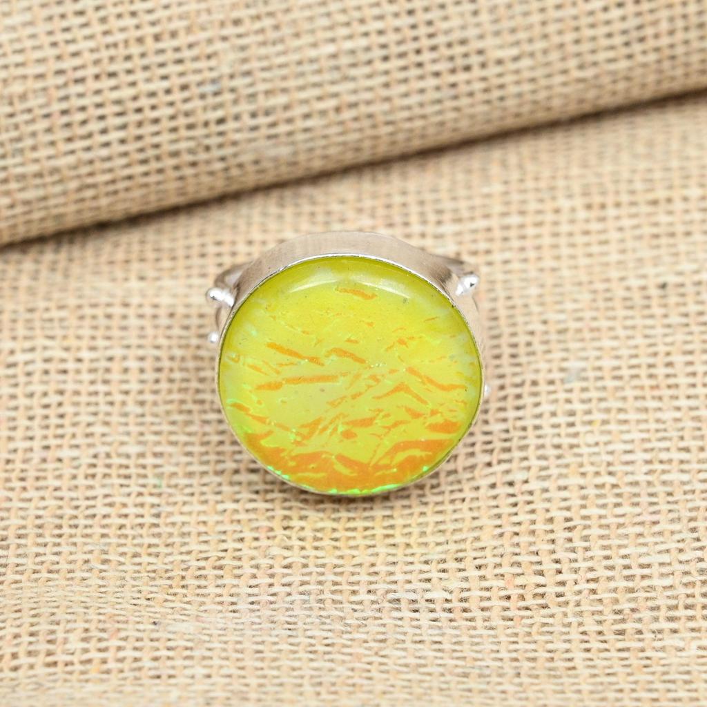 Yellow Triplet Opal Gemstone 925 Sterling Silver Handmade Beautiful Ring Jewelry
