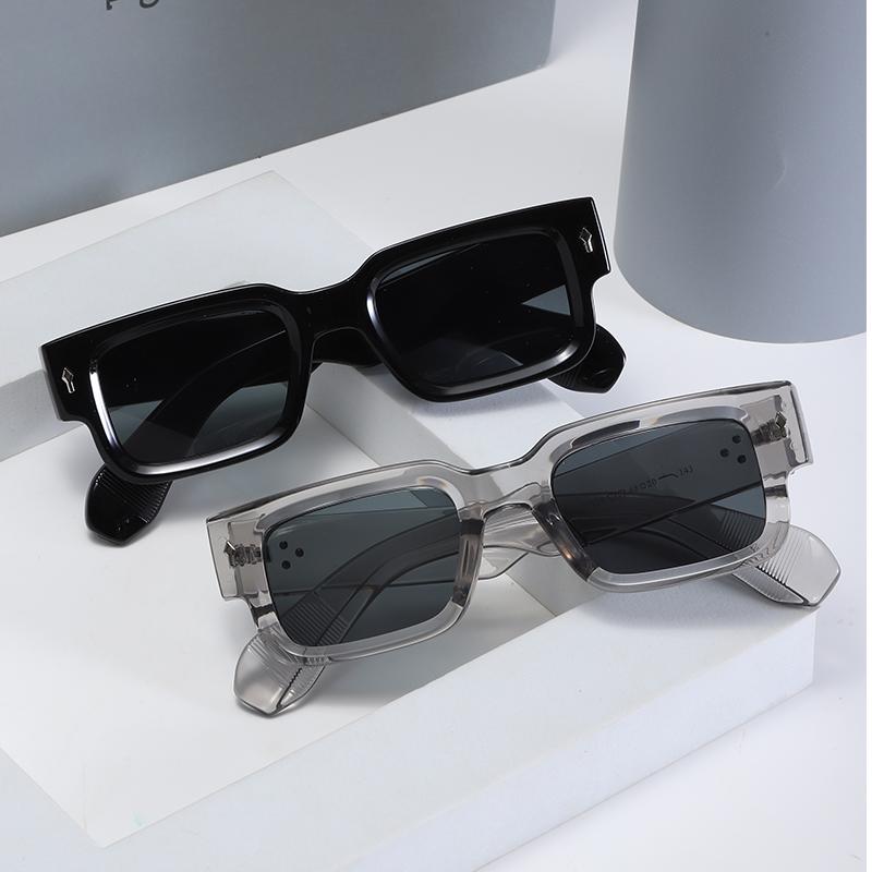 2PACK Square Mens Women Sunglasses European and American Fashion Small Frame Vintage Ins-style Sun Glasses Travelling Driving