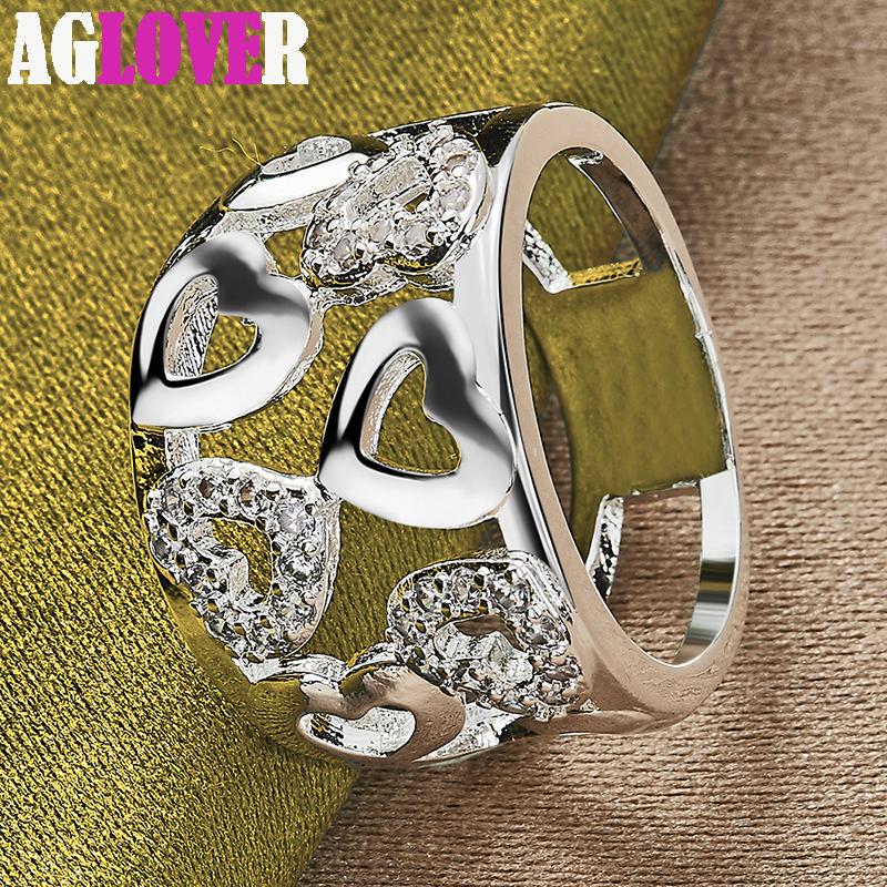 925 Sterling Silver Heart AAA Zircon Ring Jewelry