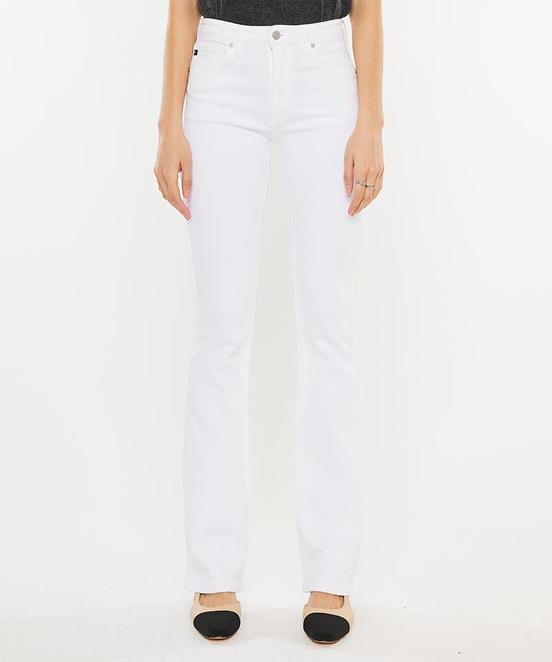 KANCAN High-Waisted Bootcut Jeans Acacia White