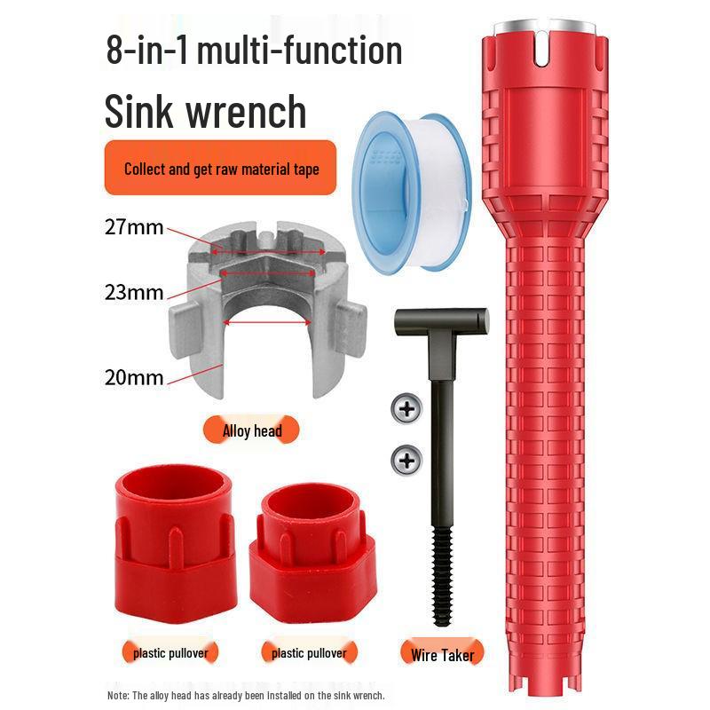 8-in-1 Multi-functional Sink & Water Pipe Wrench for Bathroom Installation and Maintenance